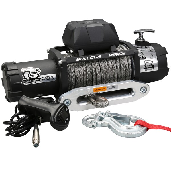 Bulldog Winch 9500lb Winch, 100ft Synthetic Rope, Aluminum Frld (10045) Zoro